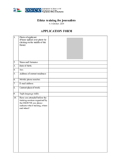 Application form - Ethics training for journalists