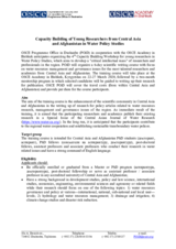 Capacity Building of Young Researchers from Central Asia and Afghanistan in Water Policy Studies